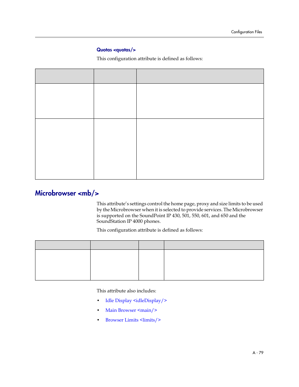 Microbrowser <mb, A-79 | Polycom SOUNDPOINT SIP 2.2.0 User Manual | Page 191 / 254