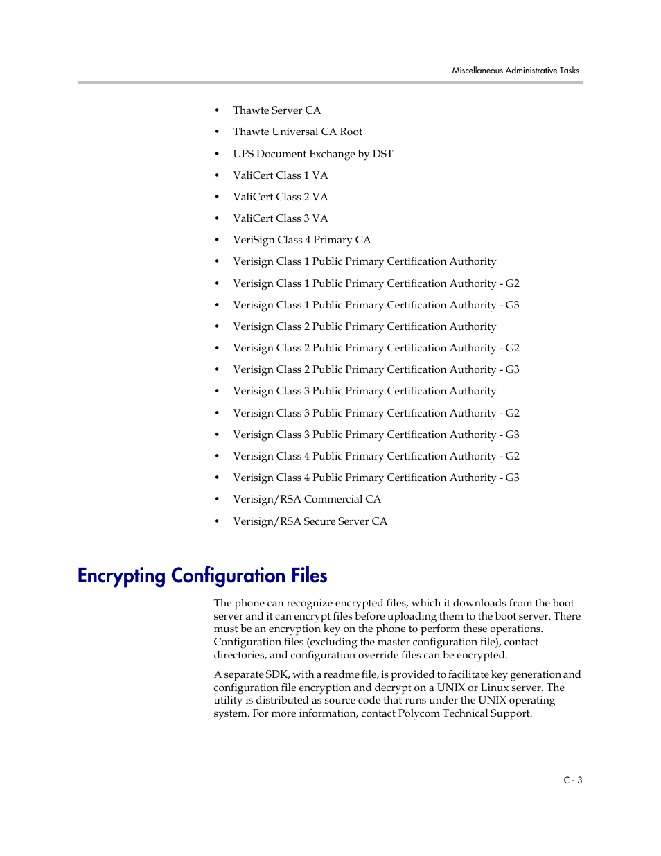 Encrypting configuration files, Encrypting, Configuration files | Polycom SOUNDPOINT SIP 2.2.0 User Manual | Page 227 / 254