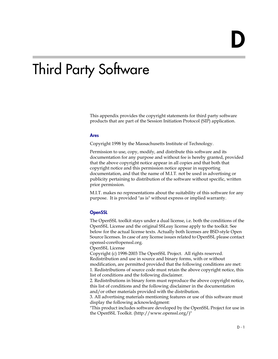 Third party software | Polycom SOUNDPOINT SIP 2.2.0 User Manual | Page 243 / 254