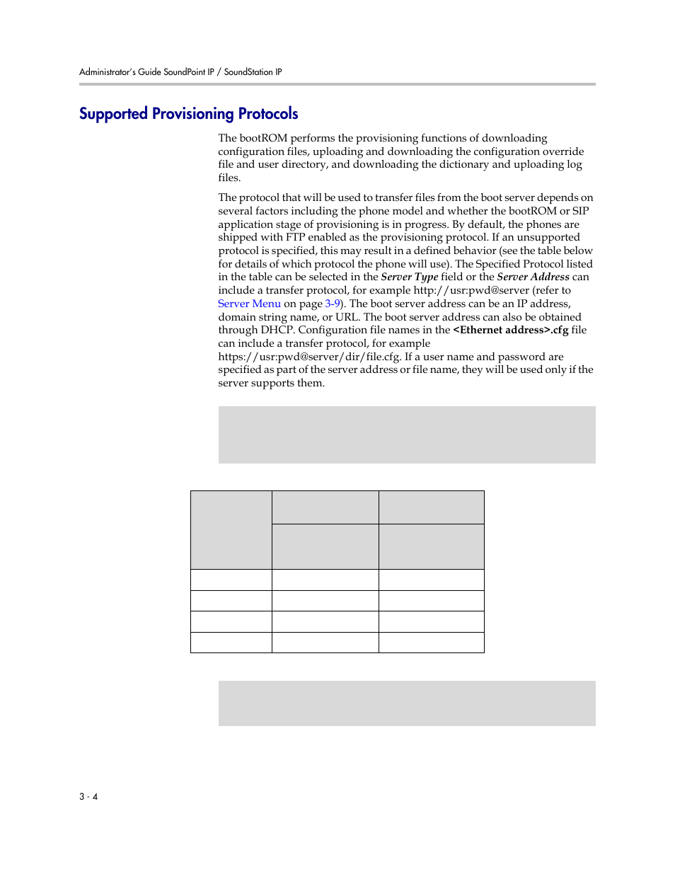 Supported provisioning protocols, Supported provisioning protocols –4, Supported | Provisioning protocols | Polycom SOUNDPOINT SIP 2.2.0 User Manual | Page 32 / 254