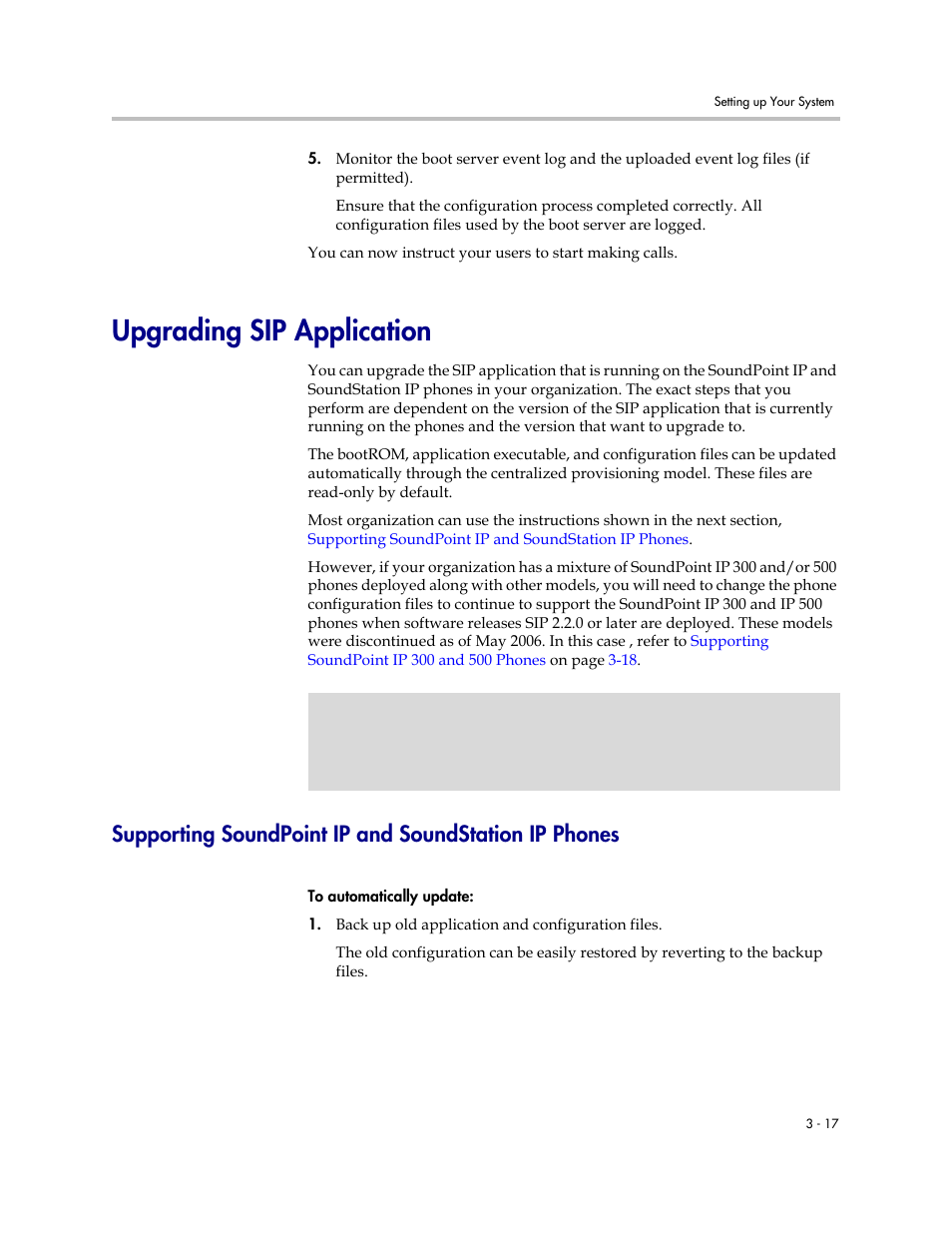 Upgrading sip application, Upgrading sip application –17 | Polycom SOUNDPOINT SIP 2.2.0 User Manual | Page 45 / 254