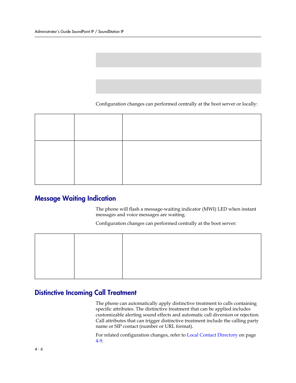 Message waiting indication, Distinctive incoming call treatment | Polycom SOUNDPOINT SIP 2.2.0 User Manual | Page 54 / 254