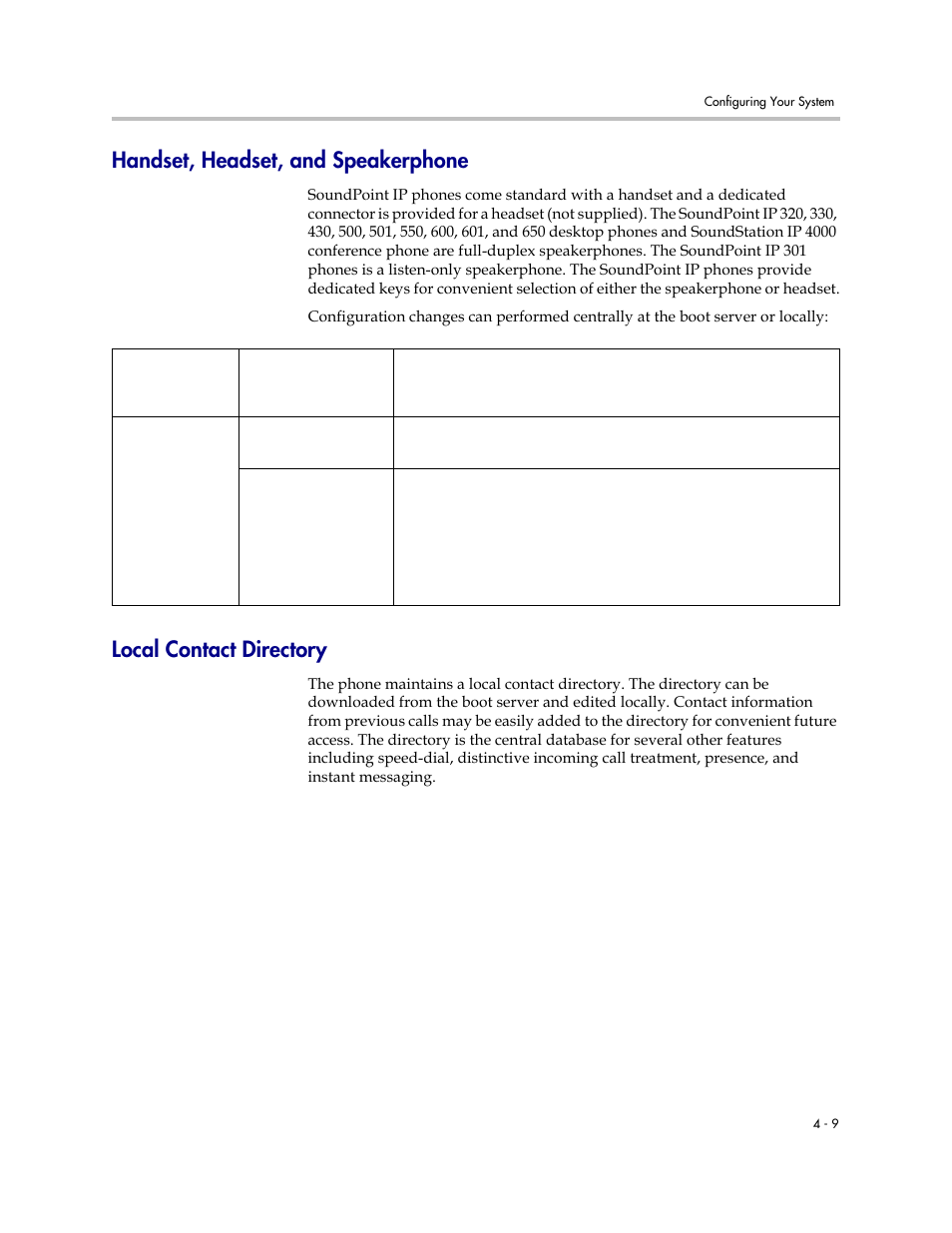 Handset, headset, and speakerphone, Local contact directory | Polycom SOUNDPOINT SIP 2.2.0 User Manual | Page 57 / 254