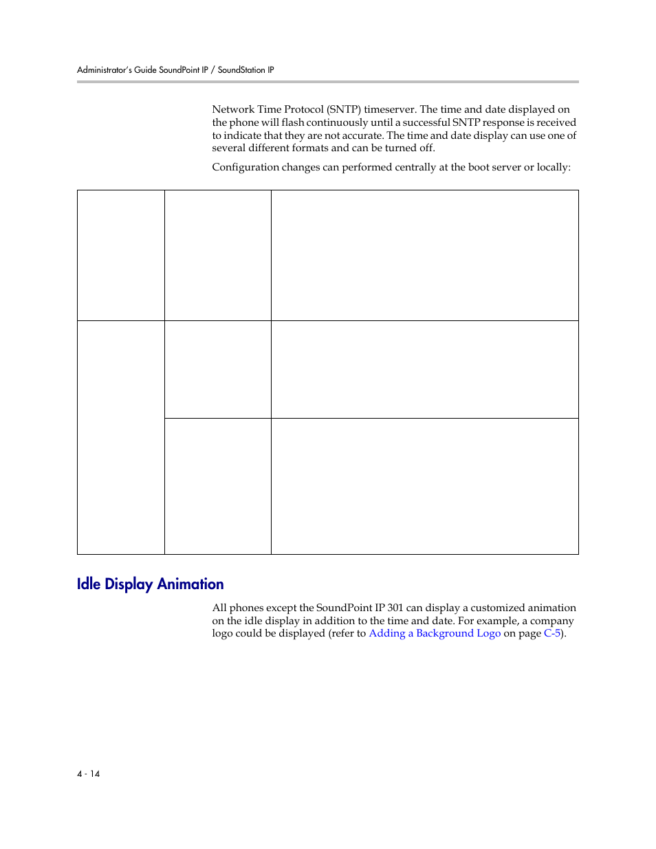 Idle display animation, Idle display animation –14 | Polycom SOUNDPOINT SIP 2.2.0 User Manual | Page 62 / 254