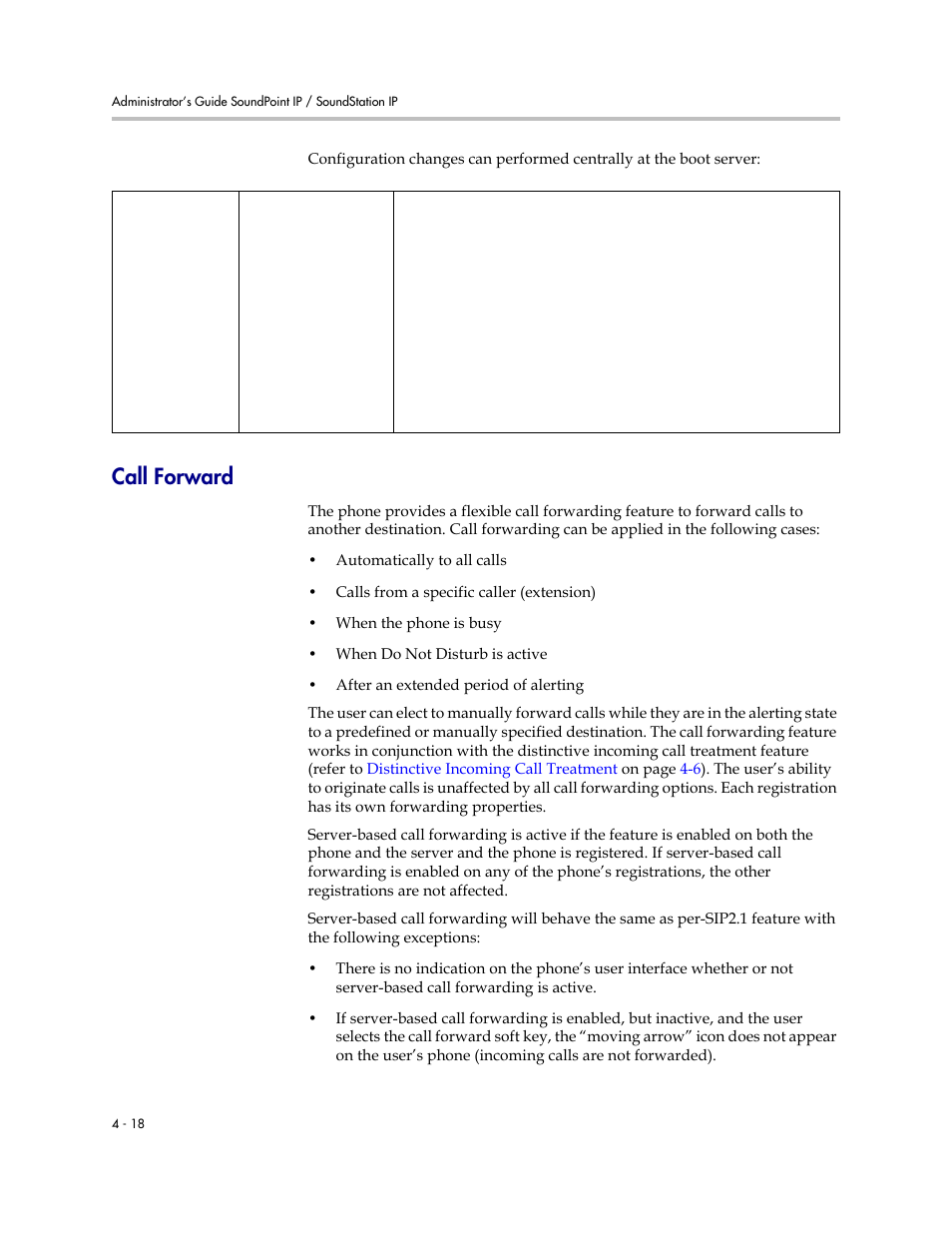 Call forward, Call forward –18 | Polycom SOUNDPOINT SIP 2.2.0 User Manual | Page 66 / 254