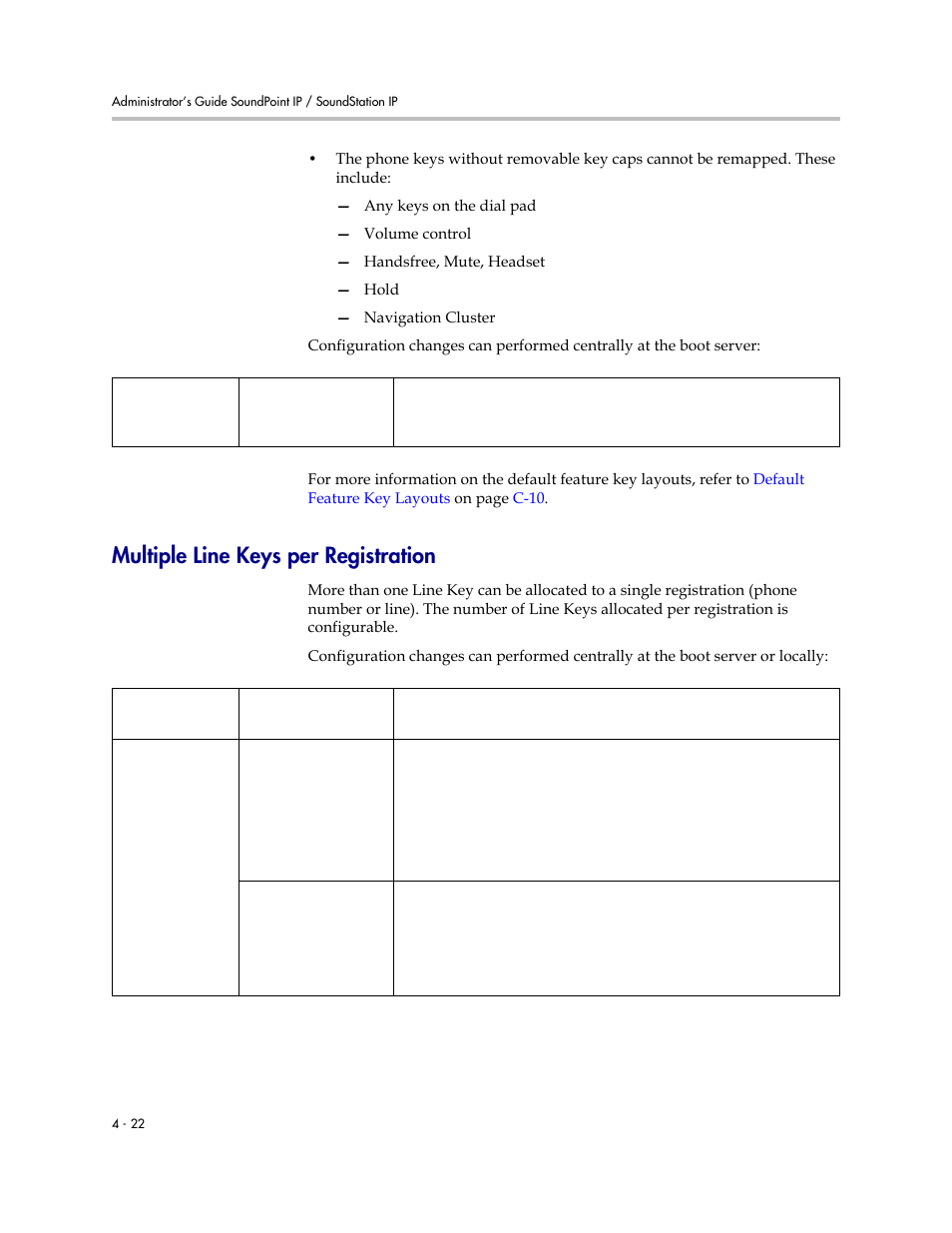 Multiple line keys per registration, Multiple line keys per registration –22 | Polycom SOUNDPOINT SIP 2.2.0 User Manual | Page 70 / 254