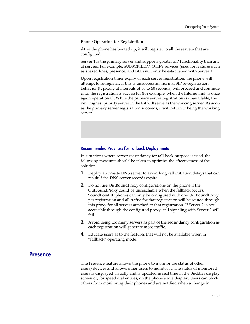 Presence, Presence –37 | Polycom SOUNDPOINT SIP 2.2.0 User Manual | Page 85 / 254