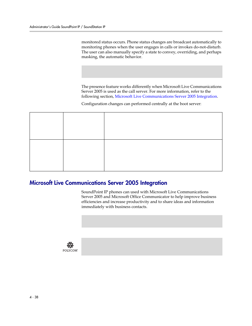 Microsoft live communications server 2005, Integration, Microsoft | Live communications server 2005 integration | Polycom SOUNDPOINT SIP 2.2.0 User Manual | Page 86 / 254