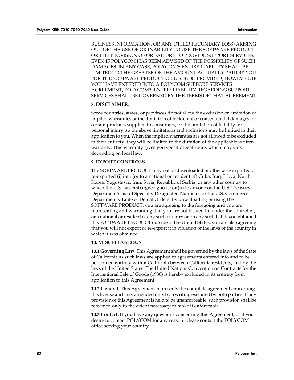 Polycom KIRK 7010 User Manual | Page 79 / 82