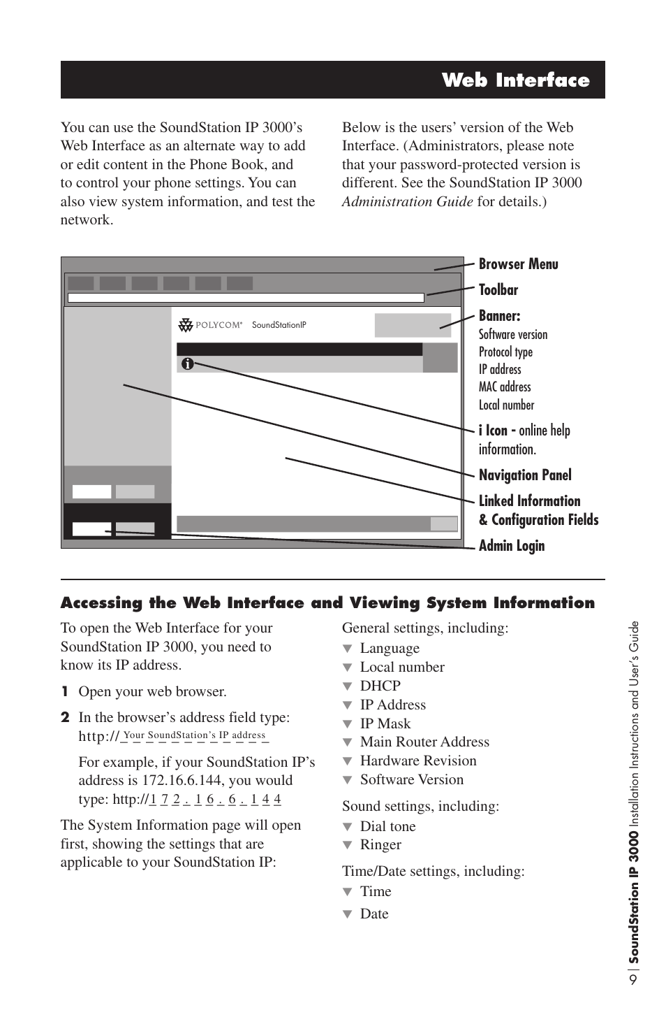 Web interface | Polycom IP3000 User Manual | Page 13 / 20