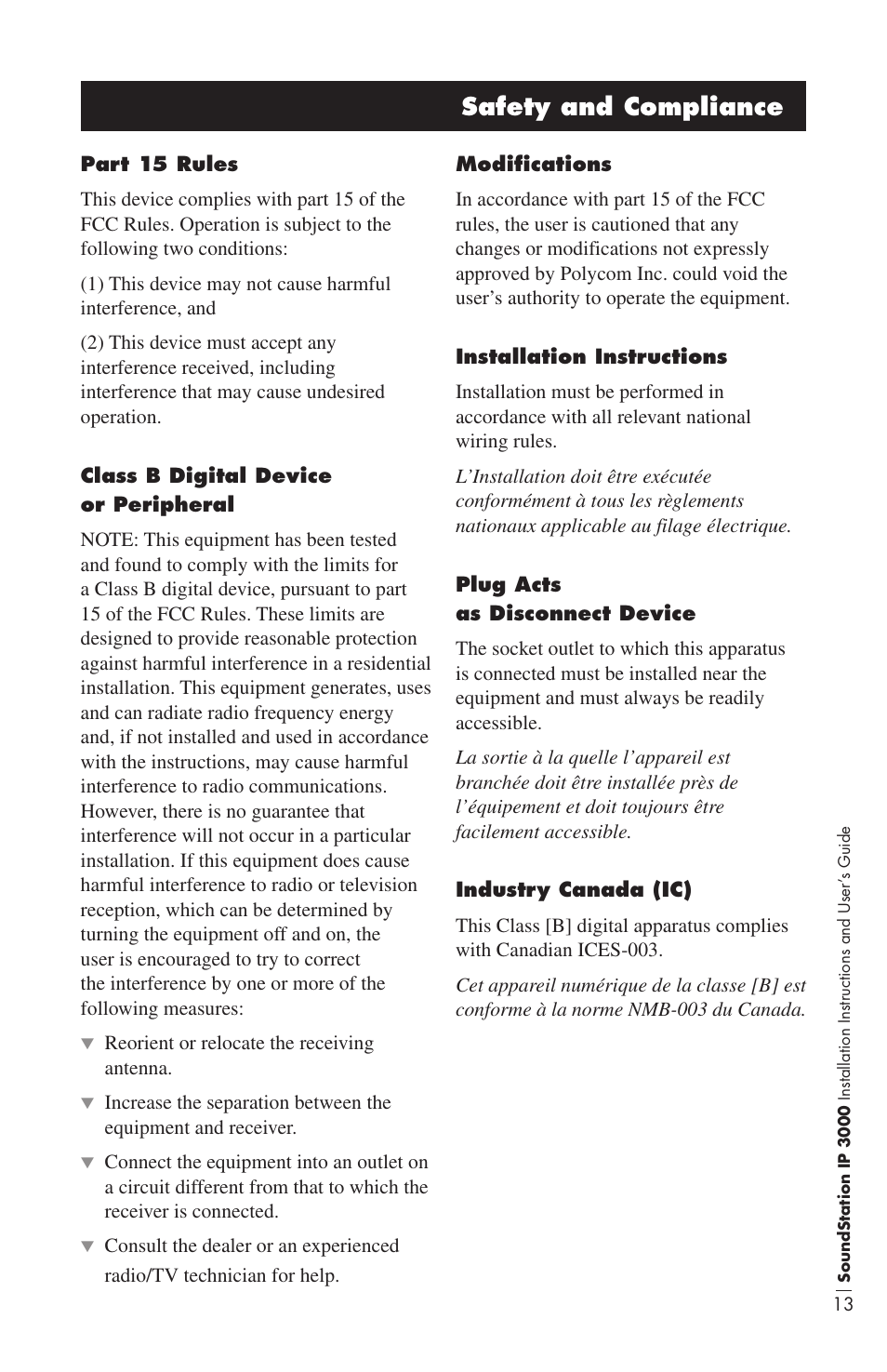 Safety and compliance | Polycom IP3000 User Manual | Page 17 / 20