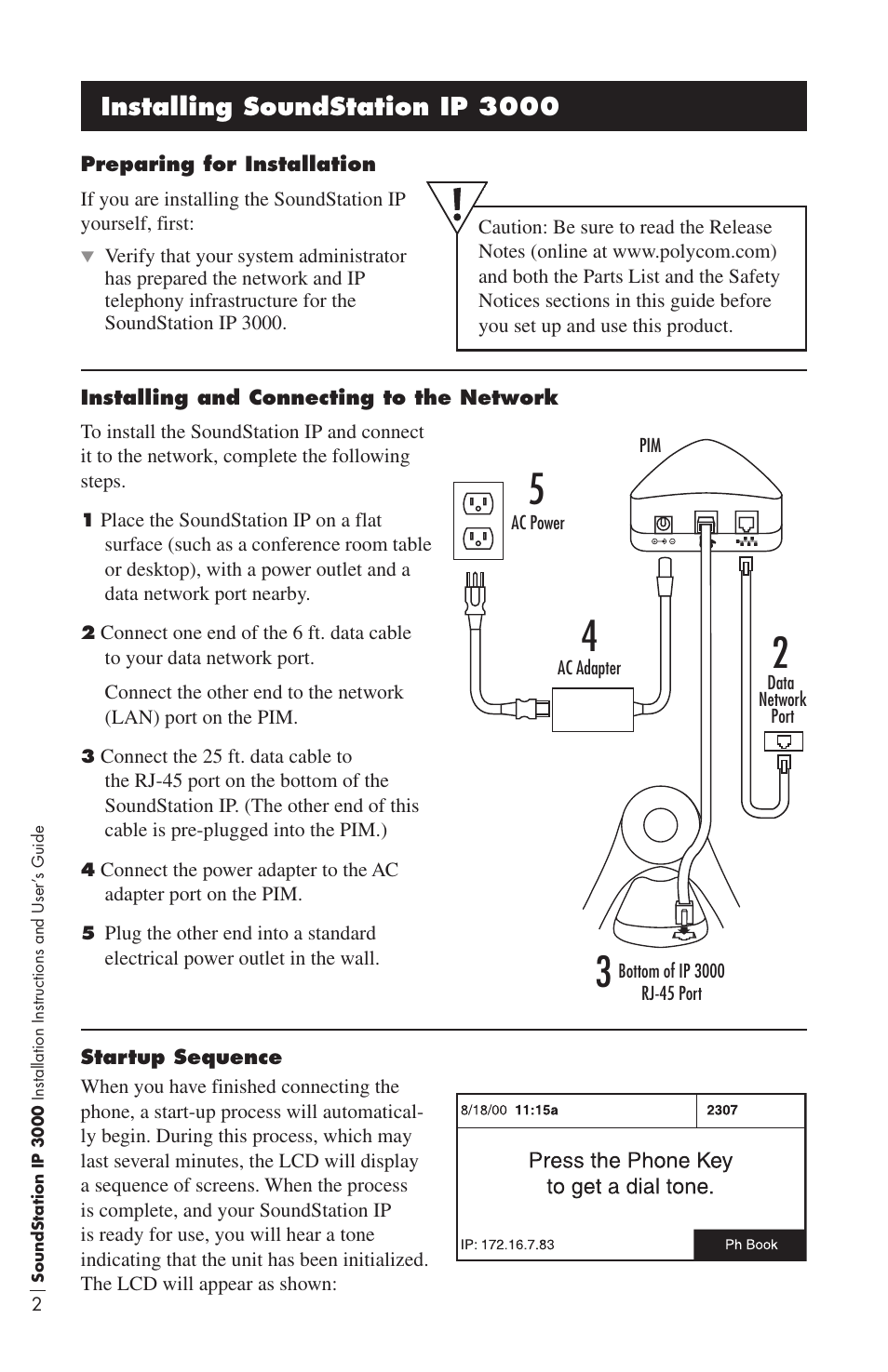 Installing soundstation ip 3000 | Polycom IP3000 User Manual | Page 6 / 20