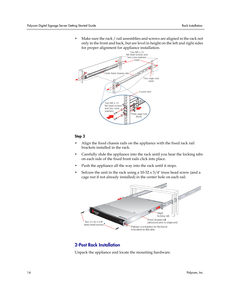 Post rack installation | Polycom PDS 725-78600-002A2 User Manual | Page 18 / 32