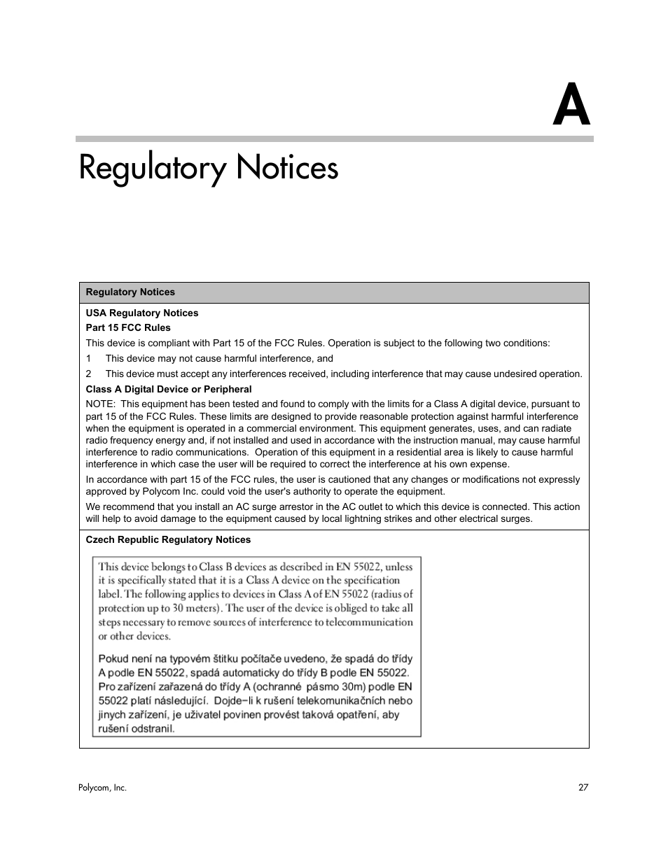 Regulatory notices | Polycom PDS 725-78600-002A2 User Manual | Page 31 / 32