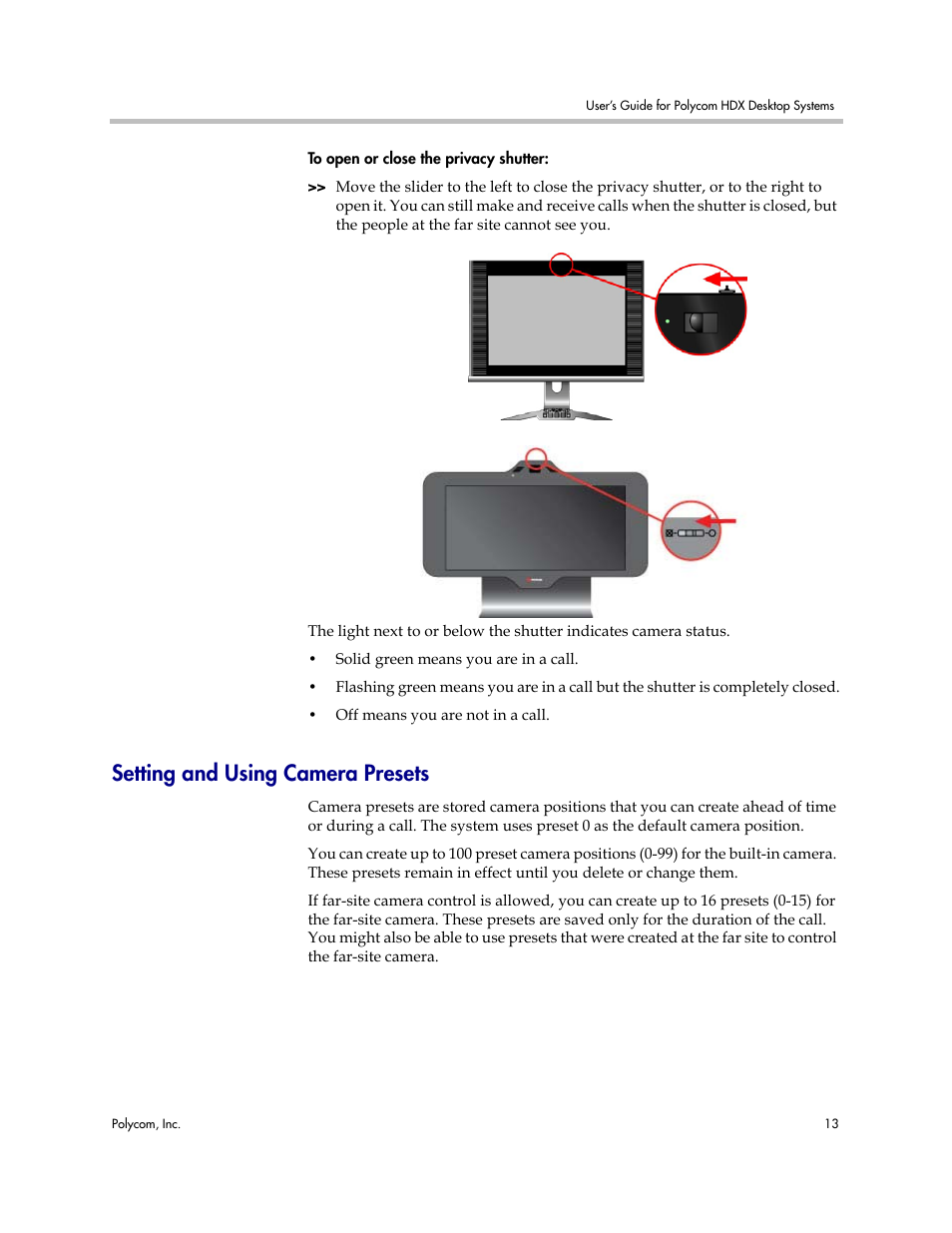 Setting and using camera presets | Polycom 3725-26470-004/A User Manual | Page 17 / 49