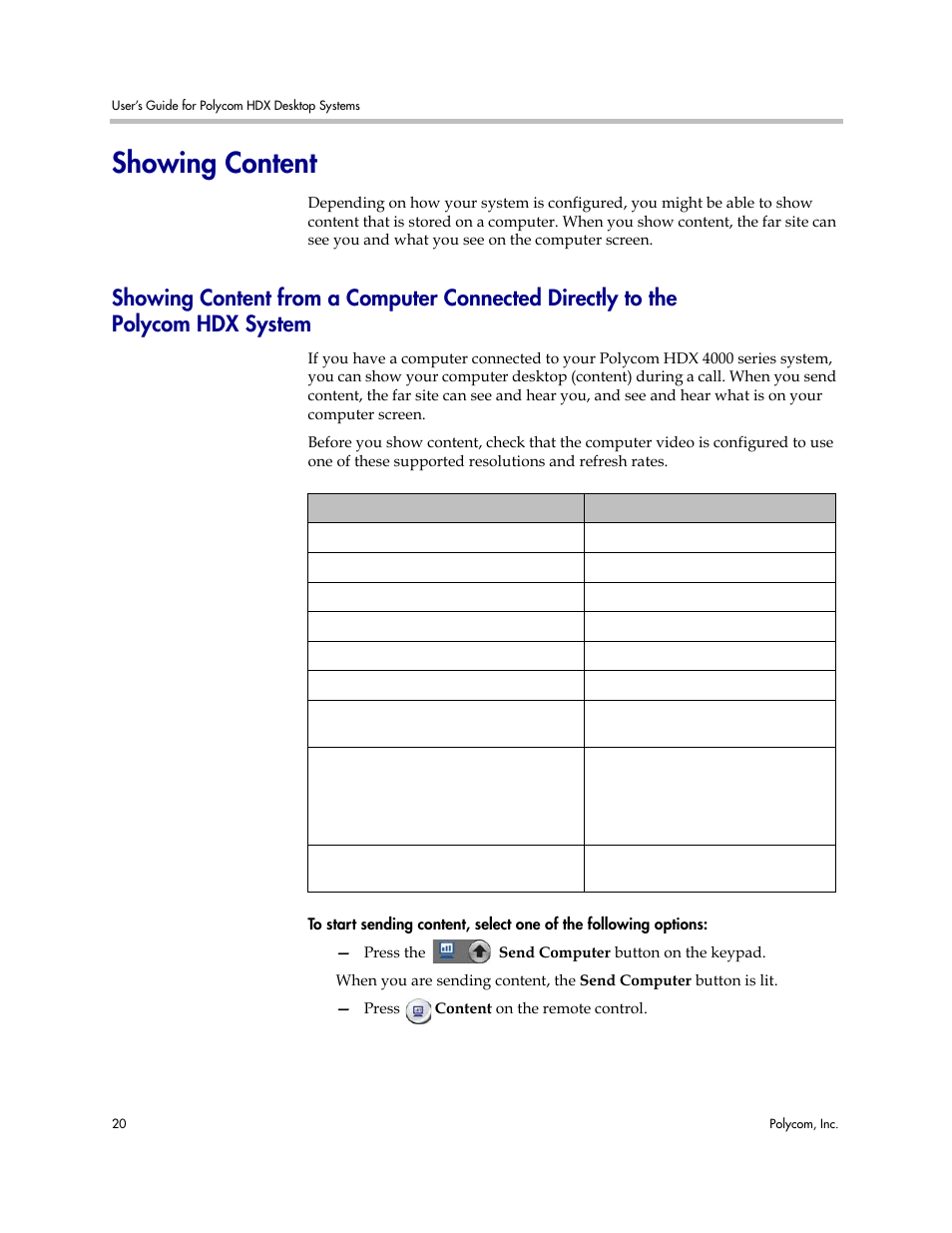 Showing content, Polycom hdx system | Polycom 3725-26470-004/A User Manual | Page 24 / 49