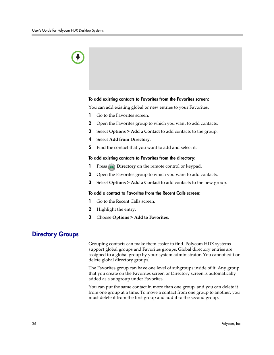 Directory groups | Polycom 3725-26470-004/A User Manual | Page 30 / 49