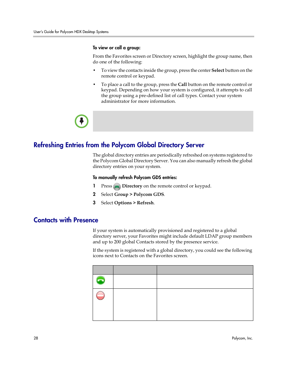 Contacts with presence | Polycom 3725-26470-004/A User Manual | Page 32 / 49