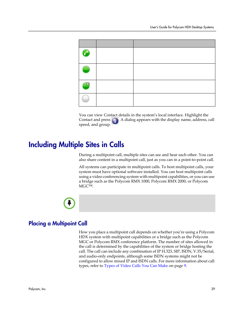 Including multiple sites in calls, Placing a multipoint call | Polycom 3725-26470-004/A User Manual | Page 33 / 49