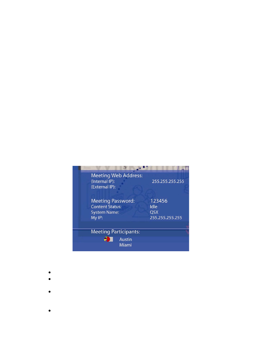 Qsx info screen | Polycom QSX 3725-22370-001/B User Manual | Page 13 / 64