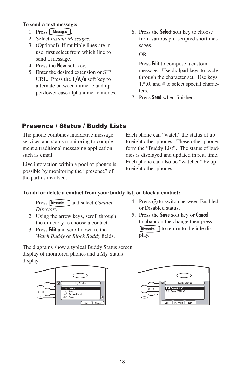Presence / status / buddy lists, Press | Polycom SOUNDPOINT IP 600 SIP 1.6.X User Manual | Page 21 / 29