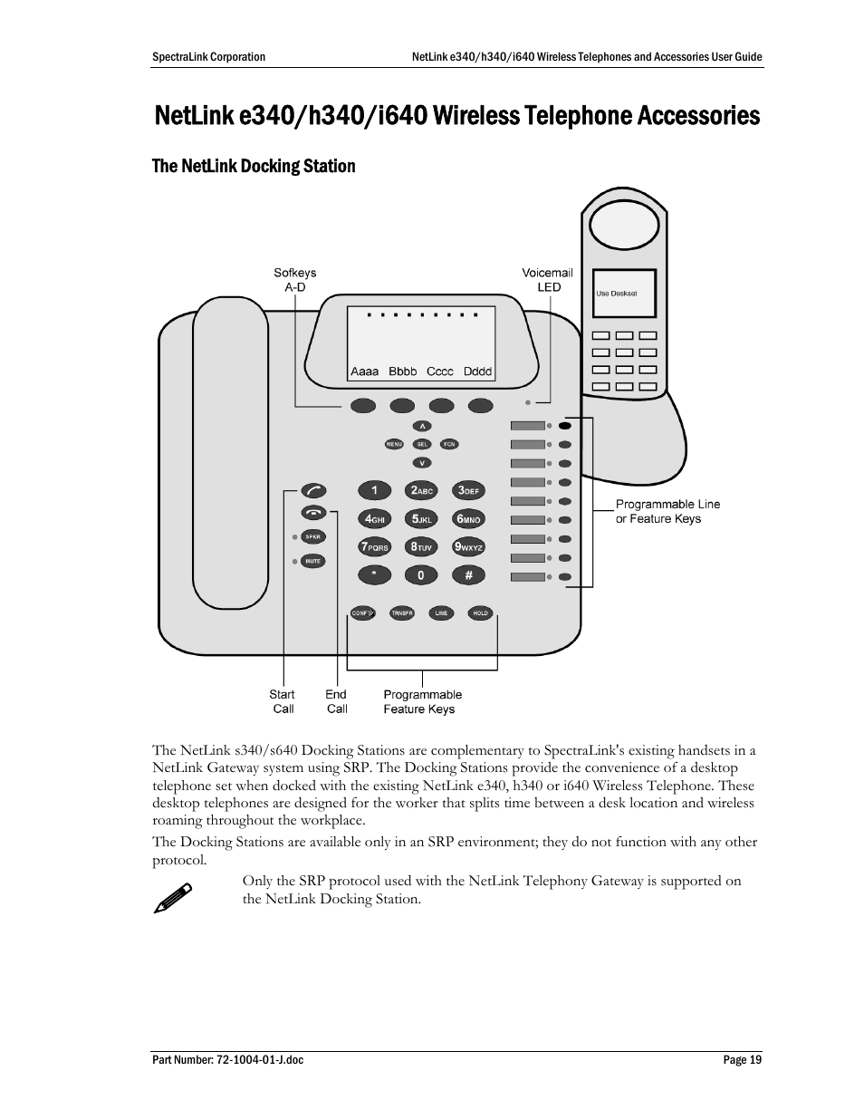 The netlink docking station | Polycom SpectraLink NetLink DCX100 User Manual | Page 19 / 50