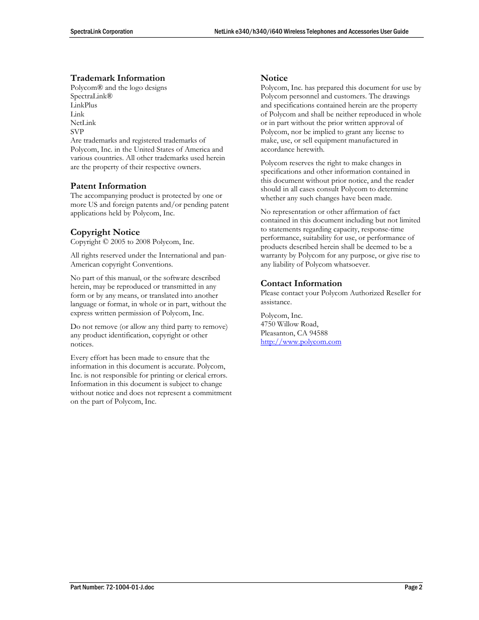 Polycom SpectraLink NetLink DCX100 User Manual | Page 2 / 50