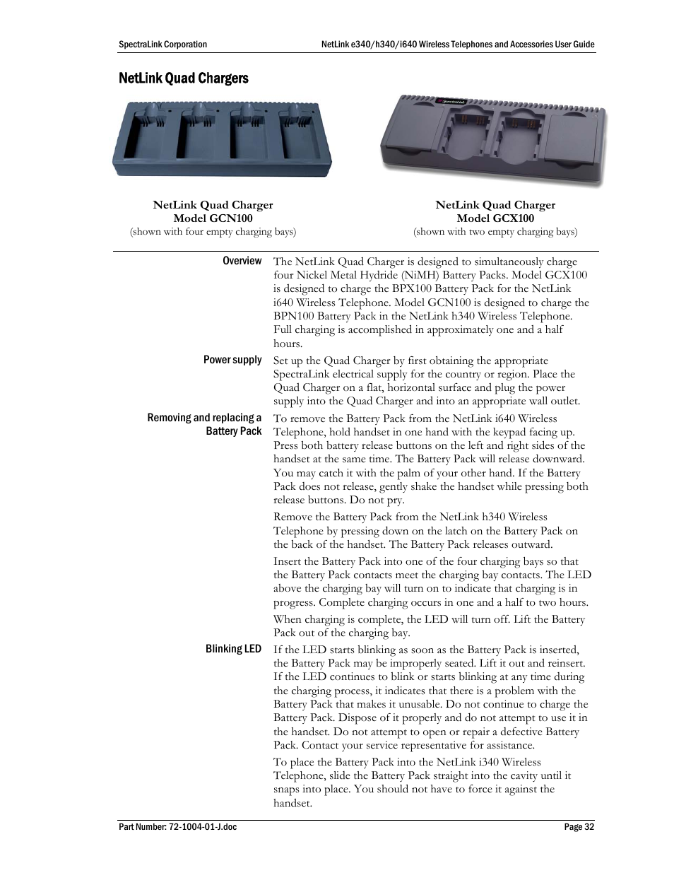 Netlink quad chargers | Polycom SpectraLink NetLink DCX100 User Manual | Page 32 / 50