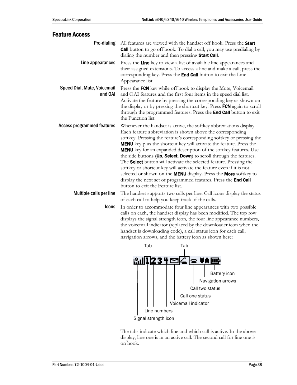 Feature access | Polycom SpectraLink NetLink DCX100 User Manual | Page 38 / 50