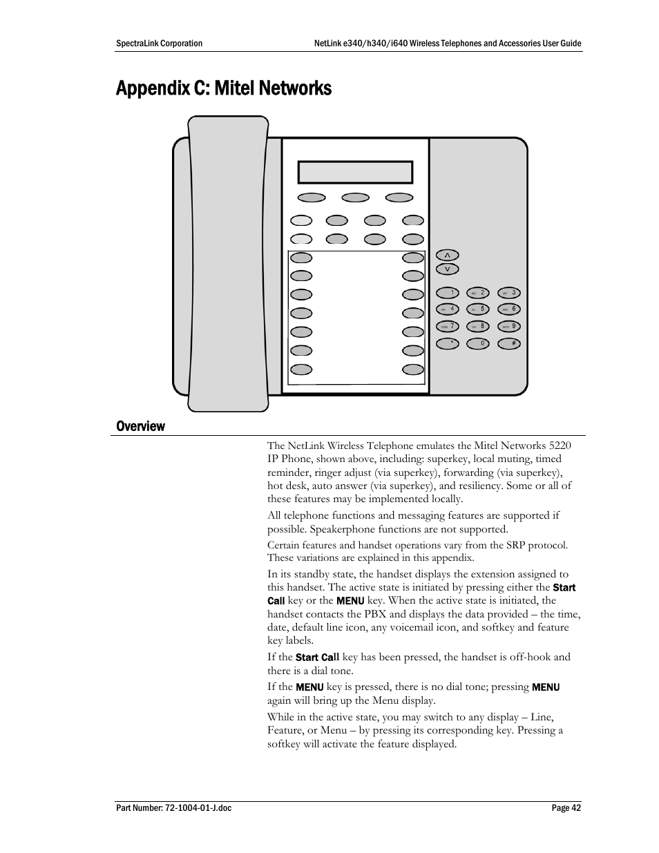 Appendix c: mitel networks, Overview | Polycom SpectraLink NetLink DCX100 User Manual | Page 42 / 50