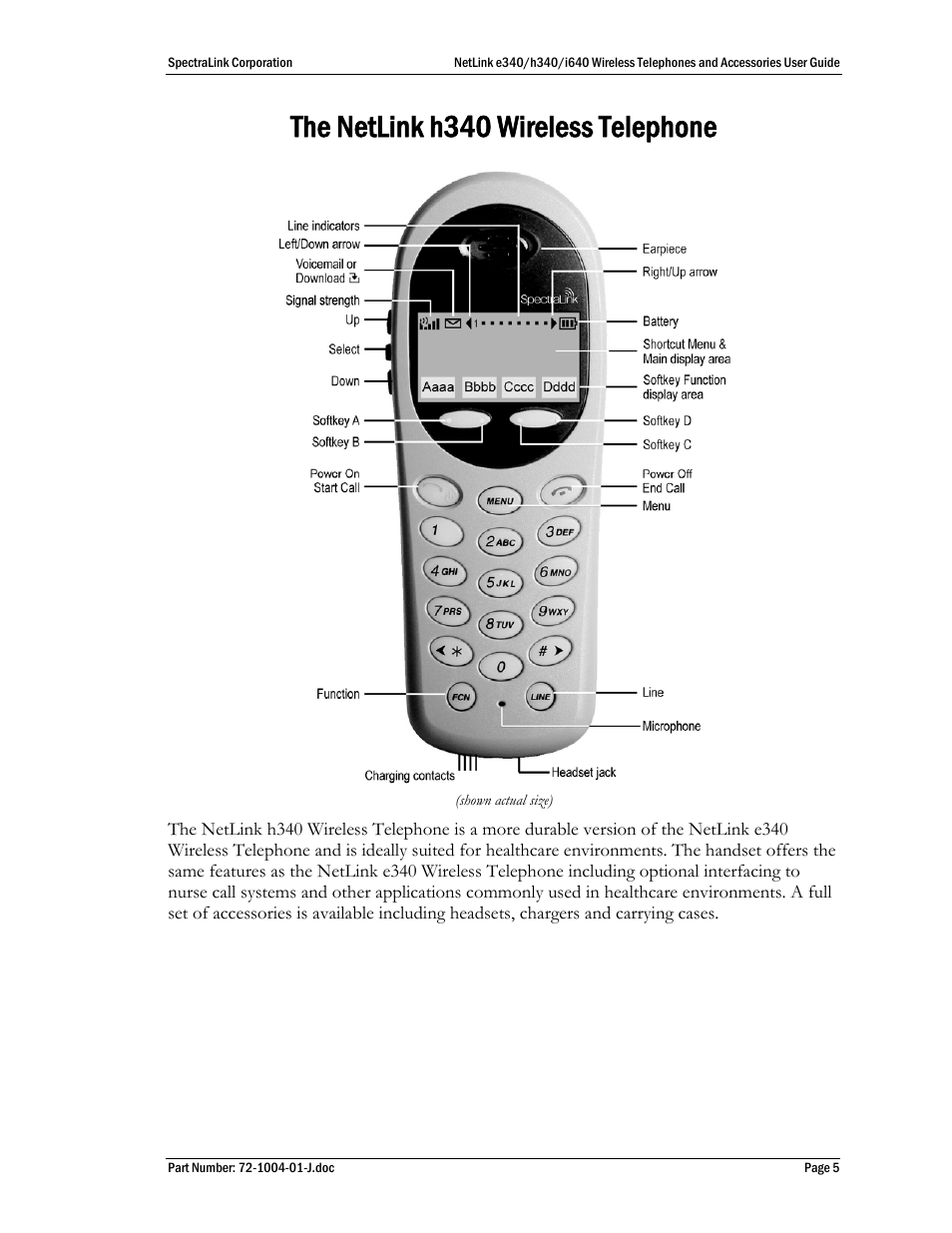 The netlink h340 wireless telephone | Polycom SpectraLink NetLink DCX100 User Manual | Page 5 / 50