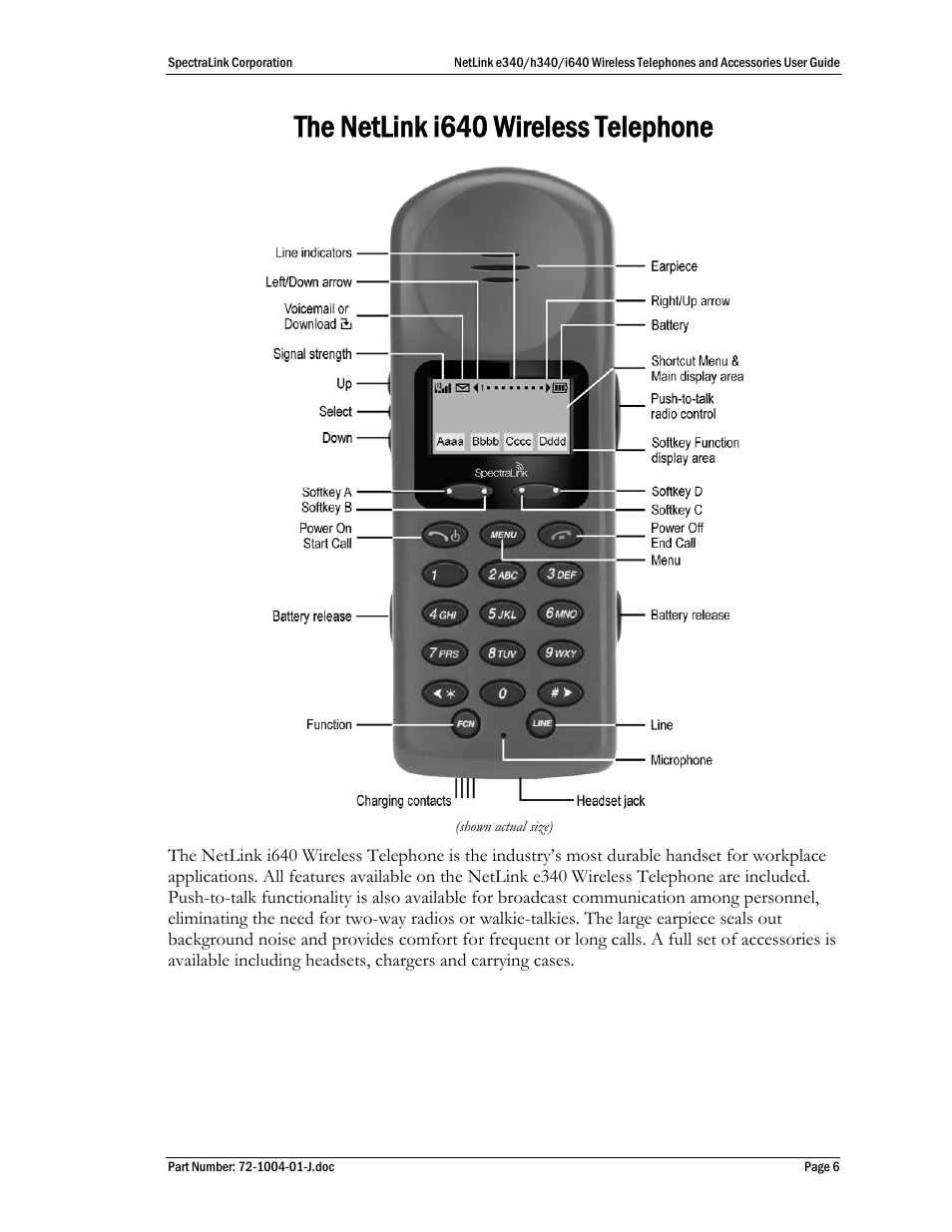 The netlink i640 wireless telephone | Polycom SpectraLink NetLink DCX100 User Manual | Page 6 / 50