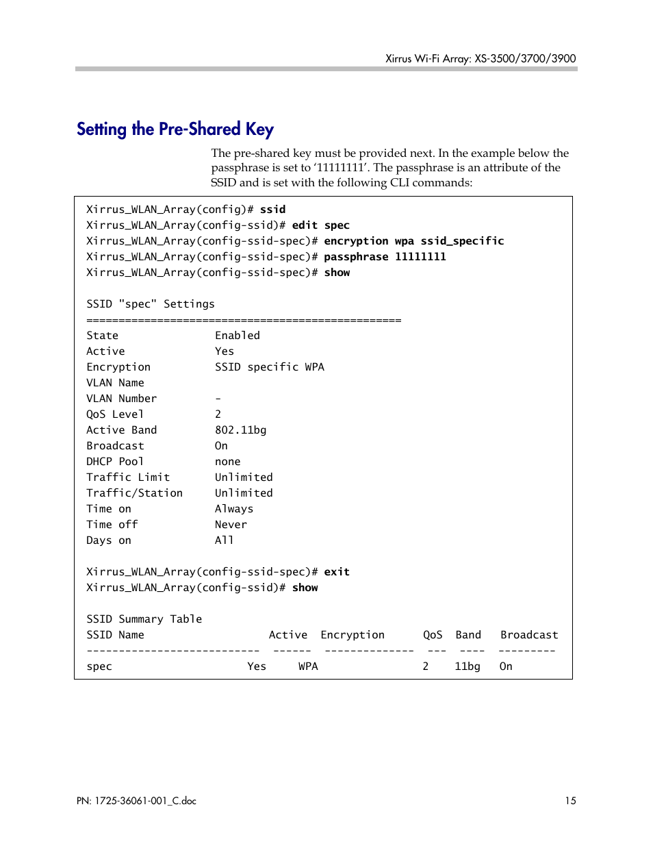 Setting the pre-shared key | Polycom XS-3900 User Manual | Page 15 / 19