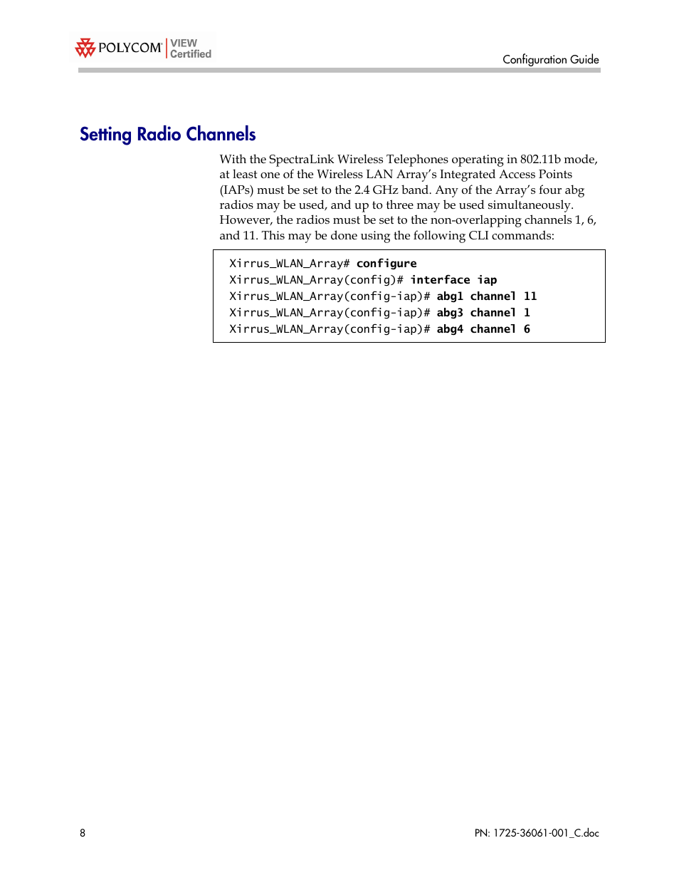 Setting radio channels | Polycom XS-3900 User Manual | Page 8 / 19