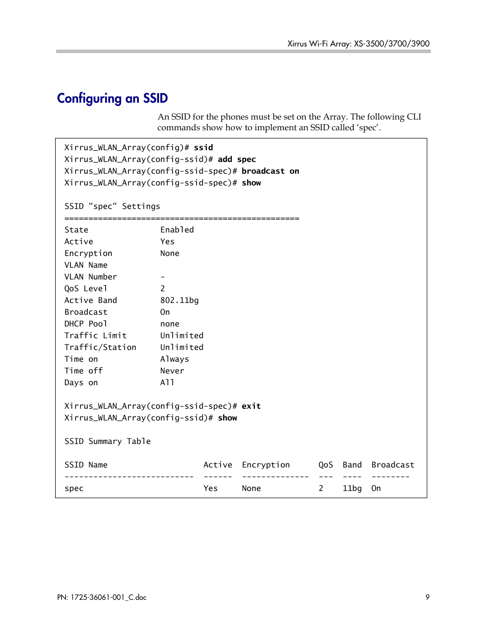 Configuring an ssid | Polycom XS-3900 User Manual | Page 9 / 19