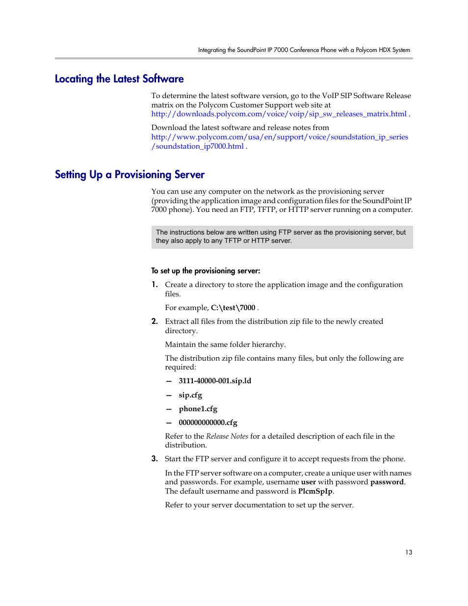 Locating the latest software, Setting up a provisioning server, R to | Refer to | Polycom IP 7000 User Manual | Page 19 / 32