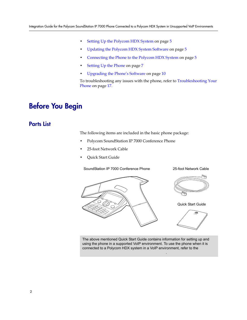 Before you begin, Parts list | Polycom IP 7000 User Manual | Page 8 / 32