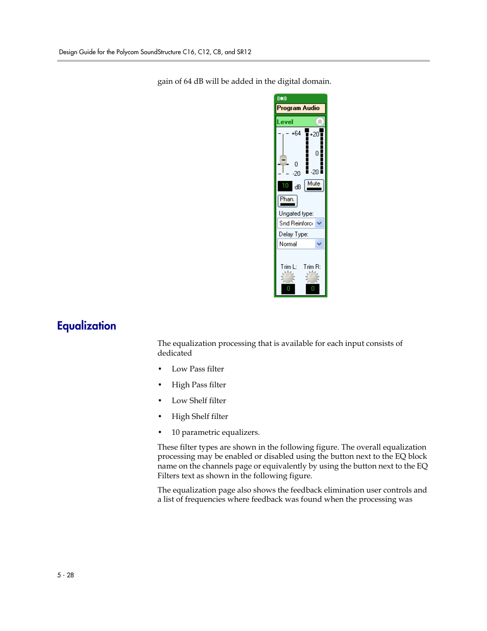 Equalization, Equalization –28 | Polycom C16 User Manual | Page 108 / 492