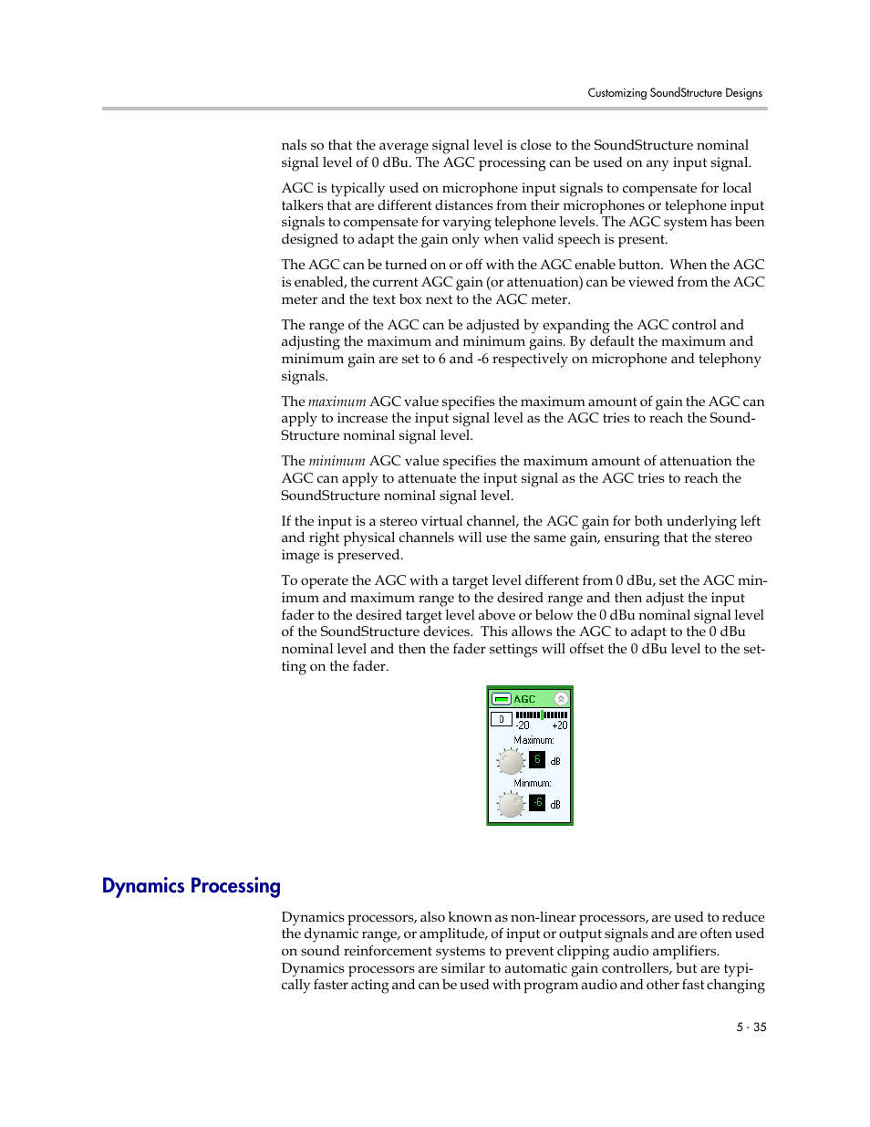 Dynamics processing, Dynamics processing –35 | Polycom C16 User Manual | Page 115 / 492