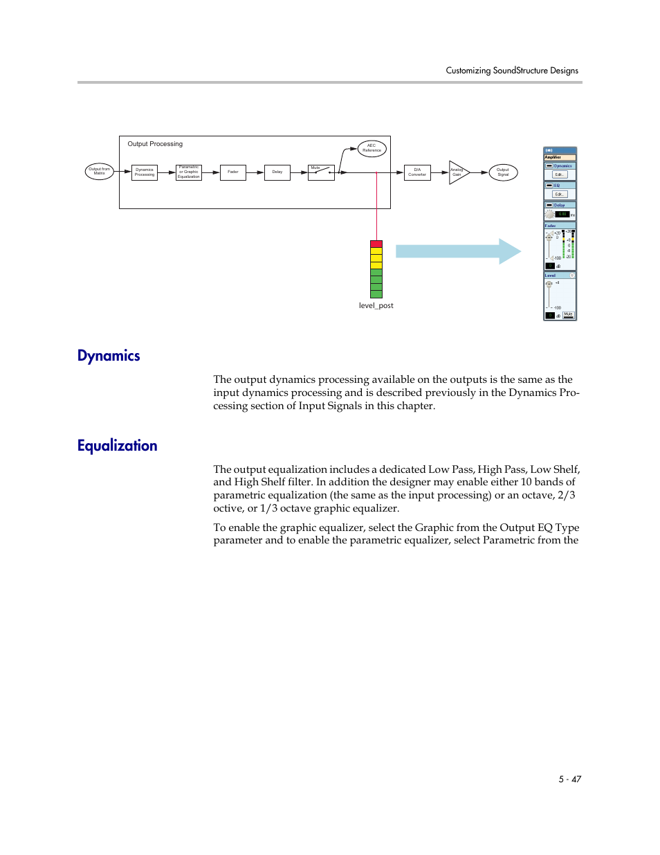 Dynamics, Equalization, Dynamics –47 equalization –47 | Polycom C16 User Manual | Page 127 / 492