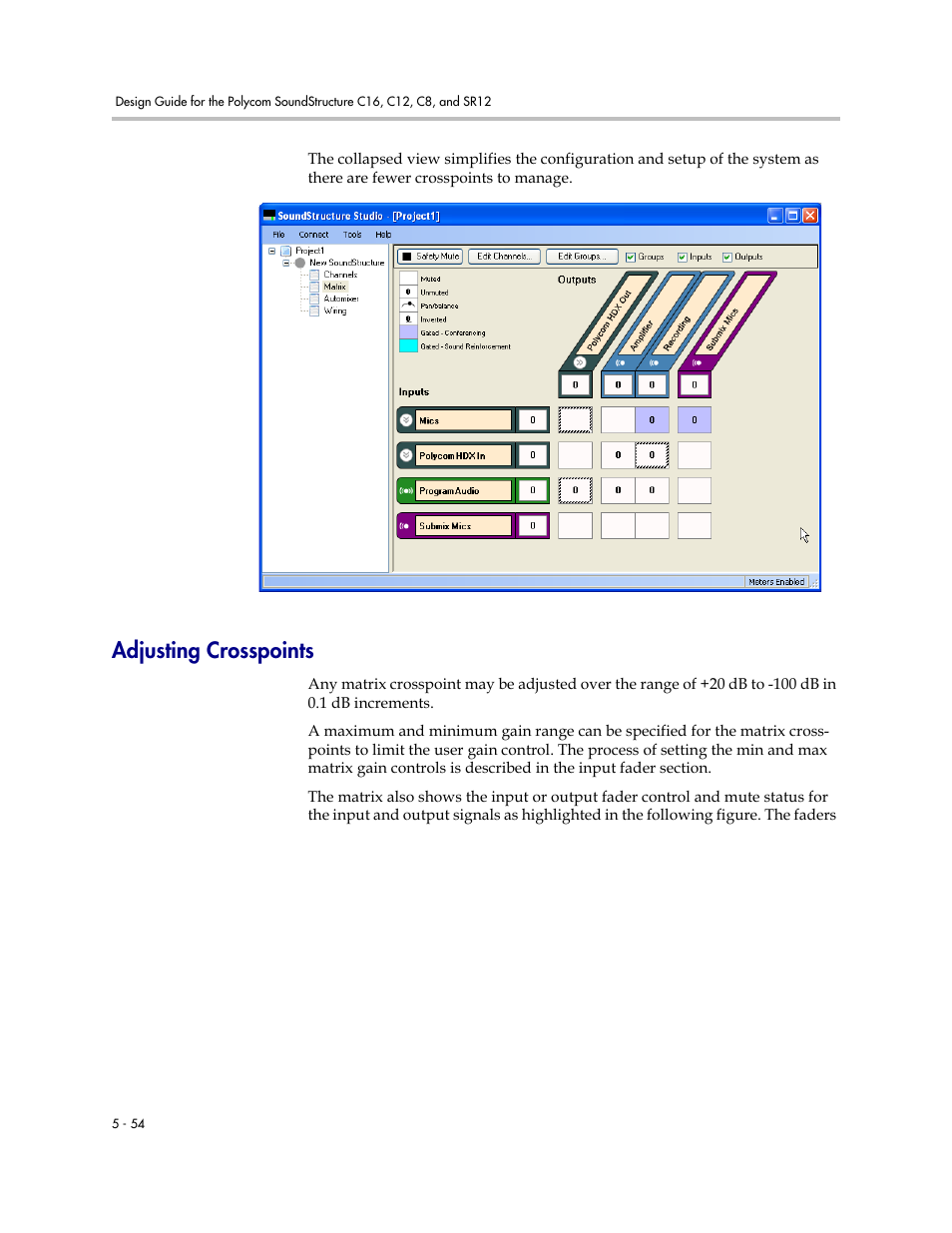 Adjusting crosspoints, Adjusting crosspoints –54 | Polycom C16 User Manual | Page 134 / 492