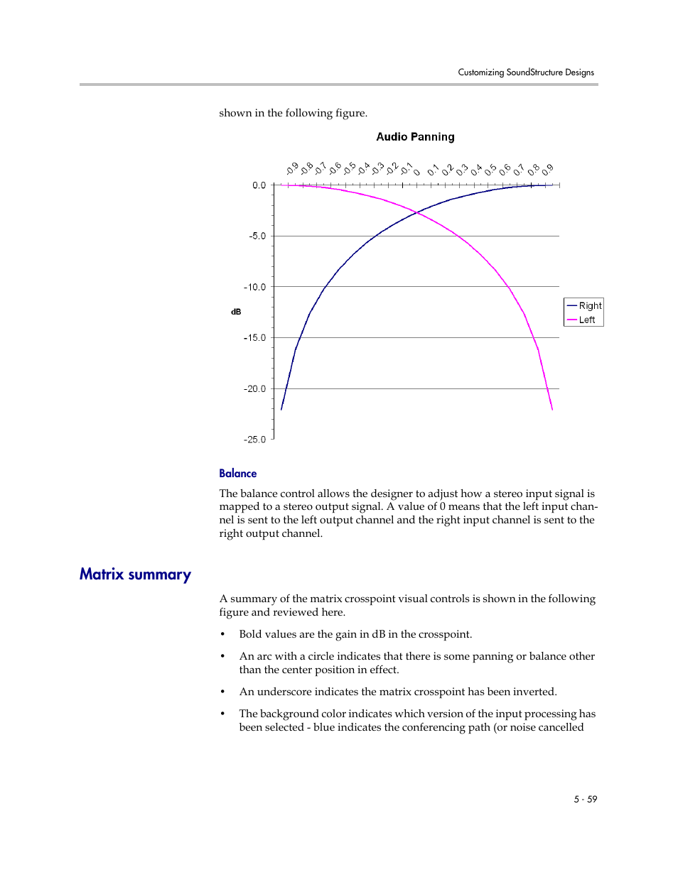 Balance, Matrix summary, Matrix summary –59 | Polycom C16 User Manual | Page 139 / 492