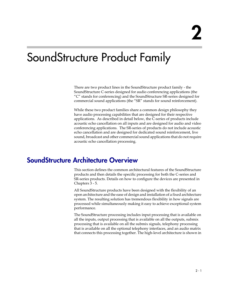 Soundstructure product family, Soundstructure architecture overview, Soundstructure product family –1 | Soundstructure architecture overview –1 | Polycom C16 User Manual | Page 15 / 492