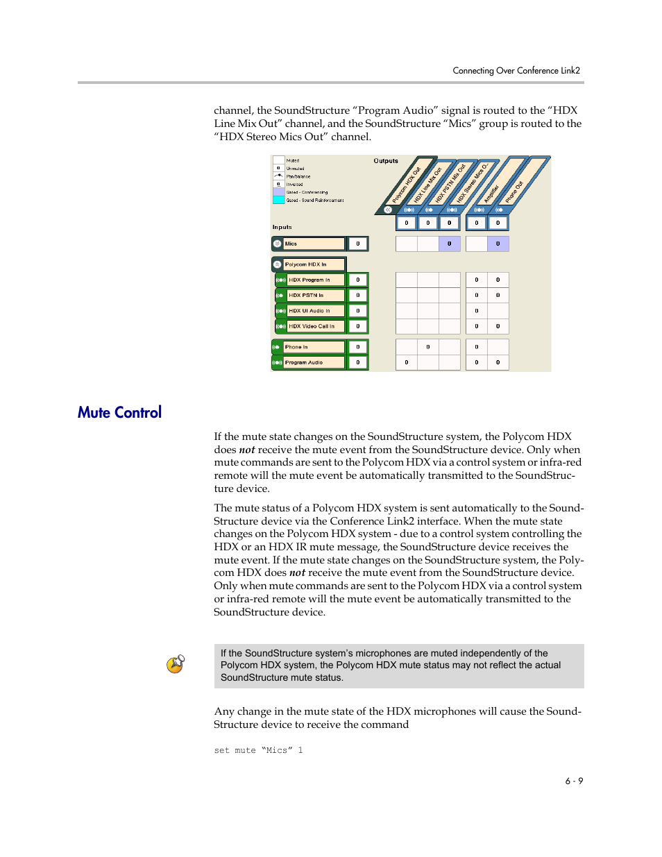 Mute control, Mute control –9 | Polycom C16 User Manual | Page 157 / 492