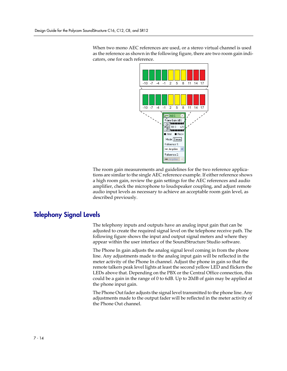 Telephony signal levels, Telephony signal levels –14 | Polycom C16 User Manual | Page 190 / 492