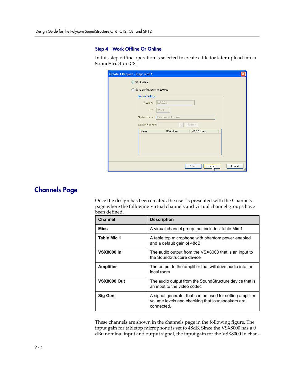 Step 4 - work offline or online, Channels page | Polycom C16 User Manual | Page 220 / 492