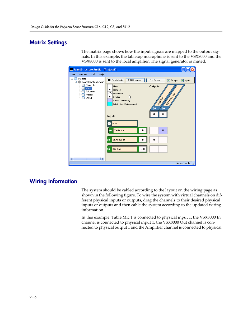 Matrix settings, Wiring information, Matrix settings –6 wiring information –6 | Polycom C16 User Manual | Page 222 / 492