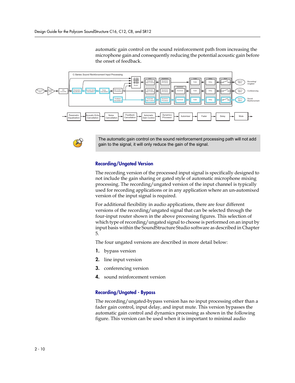 Recording/ungated version, Recording/ungated - bypass | Polycom C16 User Manual | Page 24 / 492