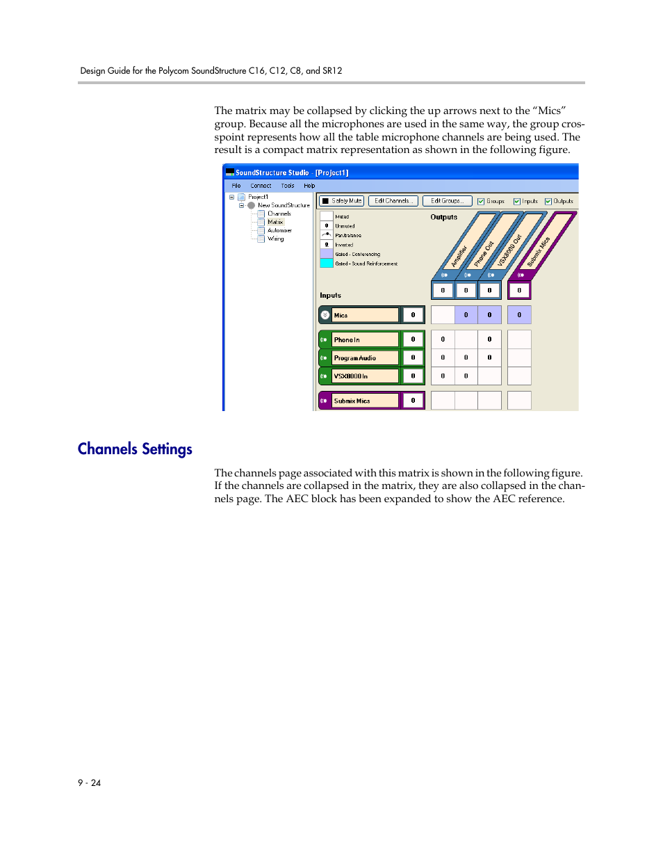 Channels settings, Channels settings –24 | Polycom C16 User Manual | Page 240 / 492