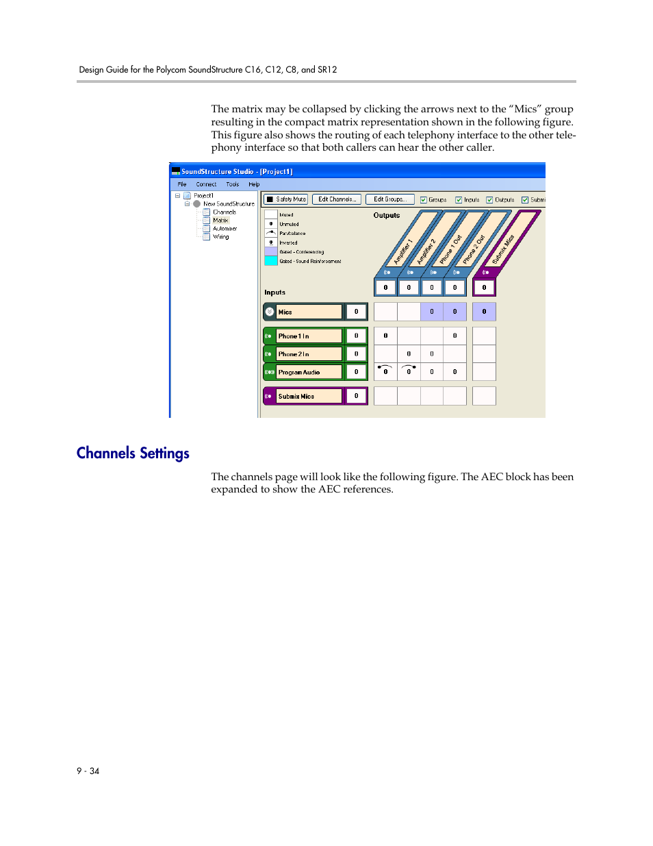 Channels settings, Channels settings –34 | Polycom C16 User Manual | Page 250 / 492